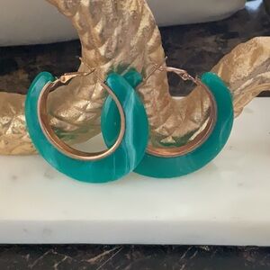 Teal hoop earrings